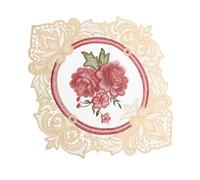 OFFSCH Vintage Lace Coaster and Table Lace Doilies, Decorative Retro Embroidered Cup Mat, Beige 29.5x34cm, Decorative Placemat for Dining Table and Photography Props