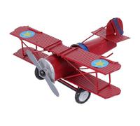 OFFSCH Vintage Metal Biplane Model Airplane Ornament with Detailed Craftsmanship Classic Iron Aircraft Sculpture for Home Nursery Decor Red