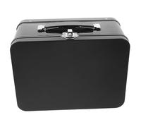 OFFSCH Vintage Retro Metal Lunch Box with Secure Hinged Lid and Clasp Portable Small Tinplate Storage Container with Handle for Snacks Crafts Jewelry Keepsakes Black