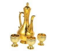 OFFSCH Vintage Traditional Offering Cup with Engraved Auspicious Words Ritual Water Cups and Kettle Smooth Polished Edges for Buddhist Sacrifice and Temple Ceremony