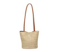 OFFSCH Women Straw Woven Bucket Shoulder Bag for Summer Beach Use | Woven Material with Details, Women’s Carry Style, Compact Bucket Shape, Casual Seaside Outings
