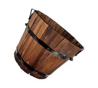 OFFSCH Wood Barrel Planter Small Carbonized Wood Flower Pot for Use Multi-functional Plant Container for Vegetables Flowers for Patios Gardens