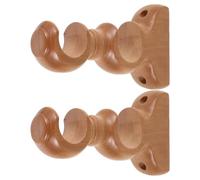 OFFSCH Wood Curtain Rod Brackets 2pcs Double with Adjustable Design and Elegant Roman Rod Base, Supports Various Curtain Thickness for Bedroom and Living Room