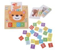 OFFSCH Wooden Alphabet Learning for Educational Spelling Puzzle with Picture Cards English Letter Blocks for Early Childhood Cognitive Development and Interaction