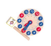OFFSCH Wooden Educational Clock for Learning and Color Recognition Natural Sturdy Wood Material Interactive Teaching Model for Preschoolers Cognitive Plaything