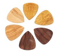 OFFSCH Wooden Guitar Picks Set Random Color High Wear Resistance and Pleasant Sound 6pcs Black Walnut and Olive Wood Material for Acoustic and Electric Guitar