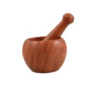OFFSCH Wooden Manual Garlic Crusher with Mortar and Pestle Smooth Surface Garlic Press for Home and Restaurant Use Natural Grain Kitchen Gadget for Fresh Chutney Pesto and Sauce