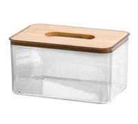 OFFSCH Wooden Napkin Holder with Lid, Medium Rectangular Desktop Tissue Box, Nordic Style Napkin Storage Box for Dining Table and Office Use