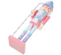 OFFSCH Wooden Nutcracker Christmas Ornament for Desk Decor, Pink Xmas Nutcracker Puppet Crafted for Wedding and Engagement Seasonal Decoration