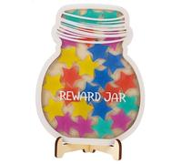 OFFSCH Wooden Reward Jar with Star Tokens for Classroom Behavior Chart Incentive Star Reward Storage Jar DIY Filling Design for Positive Motivation