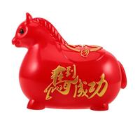 OFFSCH Year the Horse 2026 Money Saving Coin Box in Red Vinyl with Large Interior Capacity, Decorative Horse Sculpture for Organizing Coins and Cash at Home or Office