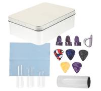 OFFSCH Your Guitar Play Slide Kit Metal/glass Slides Finger Tips Picks for Acoustic Bass Random Color