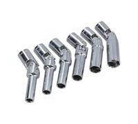 Offset Access Glow Plug Tool Set | 6 Piece Extended Metric Sockets with Metal Finish and Square Drive for Vehicle Maintenance