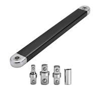 Offset Extension Wrench, 15.4" Zero-Degree Chain-Drive Extender, 0.63" Ultra-Thin Profile with 1/4" 3/8" 1/2" Adapters - Reaches Tight Space Automotive Engine Bolts (Black)