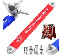 Offset Extension Wrench Set Zero Degree Ratchet Impact Rated Tight Reach Tool Heavy Duty High Torque Gear Driven Socket Wrench Extender 3/8 1/2 Inch Multi Function Hand Tool Kit(Red,1pc)