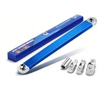 Offset Extension Wrench, Tight Reach Extension Wrench Set, with 1/2", 1/4" and 3/8" Square Drive Adapters, Multifunctional Universal Extensions Wrench for Furniture Auto Car Bicycle Repair (Blue)