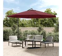 Offset parasol 350cm Bordeaux-red UV polyester cover, crank & tilt, 8 steel ribs