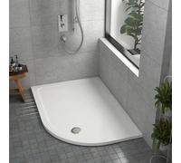 Offset Quadrant Stone Shower Tray Right Handed 1200 x 800mm Gloss White Slimline 30mm Honeycomb Structure Base + 90mm Free Waste