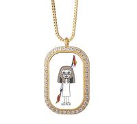 offside referee flag cat referee Necklace Pendant Diamond Crystal Golden Jewelry