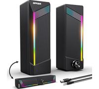 OFFSIR Computer Speakers,2 in 1 PC Speaker,Gaming Speakers for Laptop Desktop Monitor,Touch Sensitive Lighting,10 Watts Peak Power,USB Powered 3.5mm Aux(Package Only Two Speaker,No Soundbar)