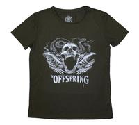 Offspring Women's Feathered Winged Skull T-Shirt in Green | Size: Large Offspring Green L