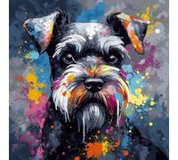 OfFsum 5D Diamond Art Painting Kit Cool Schnauzer Dog 02 Round Full Drill Art DIY Diamond Painting Suitable for Home Adults Children's Rooms Wall Decorating