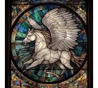 OfFsum DIY 5D Full Drill Diamond Paint by Number Kits for Adults Arts Craft Canvas Paint with Diamonds Crystal for Home Wall Decor - Stained Glass Window of Unicorn Wings 1