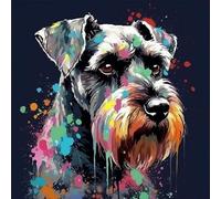 OfFsum Paint by Numbers Cool Schnauzer Dog 04 for Adults and Kids DIY Oil Painting Gift Kits Pre-Printed Canvas Art Home Decoration 16x20 inch Frameless