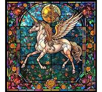 OfFsum Paint by Numbers for Adults and Kids Beginner Kits with Brushes and Acrylic Pigment DIY Canvas Painting Stained Glass Window of Unicorn Wings 4 16 x 20 inch Hand Painted Toy Gifts