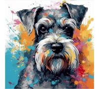 OfFsum Paint by Numbers Kits for Adults and Kids Color Dog Schnauzer 3 Oil Paint Digital Drawing Canvas with Brushes Christmas Decorations Gifts -16 * 20 Inch Frameless