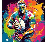 OfFsum Paint by Numbers Kits for Adults and Kids Color Rugby Football Player 2 with Brushes and Acrylic Pigment DIY Digital Canvas Painting for Adults Beginner-16X20 Inch Frameless