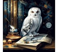 OfFsum Paint by Numbers Kits for Adults and Kids White owl Magic Circle 6 with Brushes and Acrylic Pigment DIY Digital Canvas Painting for Adults Beginner-16X20 Inch Frameless