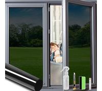 OFHome One Way Privacy Film with Installation Tools, Self Adhesive Window Tint for Home and Office, Anti Glare UV Sun Blocking Heat Control Reflective Mirror Daytime Glass Tinting, Black, 60x400cm