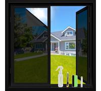 OFHome One Way Window Film Privacy with Installation Tools, Reflective Mirror Tint for Home and Office, Anti UV Sun Blocking Blackout Daytime Self Adhesive Glass Tinting, Black, 30x200cm