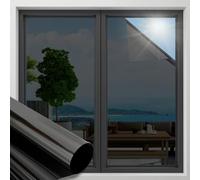 OFHome Window Film Privacy One Way, Reflective Blackout Mirror Tint for Home and Office, UV Sun Blocking Anti Glare Solar Control Self-Adhesive Glass Windows Tinting, Black, 118x300cm