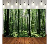 OFILA 8x6ft Spring Forest Photography Backdrop Green Jungle Forest Sunlight Grassland Wonderland Tree Nature Landscape Background Adventure Camping Picnic Hiking Theme Party Decoration Banner