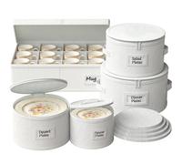 Ofiray-home China Storage Containers - Moving Boxes with Handles & 48 Felt Pads for Plates Storage, Salad Bowls, Saucers & Mugs, Ideal for Kitchen Organization & Seasonal Storage, 5-Piece Set