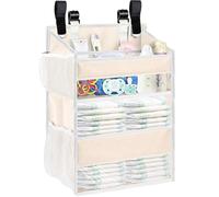 Ofiray-home Hanging Diaper Organizer for Changing Table,Cribs,Car,Playard or Wall & Nursery Organization - Spacious & Durable 2-Tier Diaper Organizer- Hold 90+ Diapers, Won't Deform, Beige