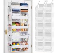 Ofiray-home Over the Door Organiser with 5 Tiers and 10 Compartments, Extra Large Hanging Door Storage with 4 Hooks, 36kg Weight Capacity, Bedroom Wardrobe or Nursery Nappy & Toy Storage - White