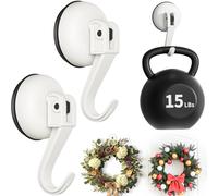 Ofiray-home Wreath Hangers for Front Door, 2 Pack Suction Cup Hooks for Glass Windows/Over Door, Reusable Wreath Hangers for Christmas/Thanksgiving/Halloween/Outdoor Decorations (White)