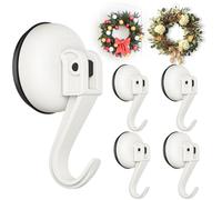 Ofiray-home Wreath Hangers for Front Door, 4 Pack Suction Cup Hooks for Glass Windows/Over Door, Reusable Wreath Hangers for Christmas/Thanksgiving/Halloween/Outdoor Decorations (White)