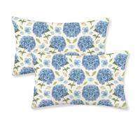 OFIRD Spring Floral Pillow Covers 12x20 Pack of 2 Blue Hydrangea Flower Throw Pillow Covers Decoration,Summer Holiday Decor Pillowcase Rustic Farmhouse Lumbar Linen Cushion Case for Home Sofa Outdoor