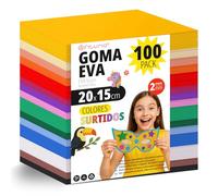 OFITURIA 100 Sheets Foam Rubber Set, Colourful Colours, Format 20 x 15 cm - Ideal for Craft Projects, DIY, School, Art & Decoration (Glitter)
