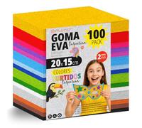 OFITURIA 100 Sheets Foam Rubber Set, Colourful Colours, Format 20 x 15 cm - Ideal for Craft Projects, DIY, School, Art & Decoration (Glitter)