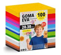 OFITURIA 100 Sheets Foam Rubber Set, Colourful Colours, Format 20 x 30 cm - Ideal for Craft Projects, DIY, School, Art & Decoration (Glitter)