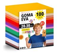 OFITURIA 100 Sheets Foam Rubber Set, Colourful Colours, Format 20 x 30 cm - Ideal for Craft Projects, DIY, School, Art & Decoration (Glitter)