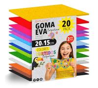 OFITURIA 20 Sheets Foam Rubber Set, Colourful Colours, Format 20 x 15 cm - Ideal for Craft Projects, DIY, School, Art & Decoration (Glitter)