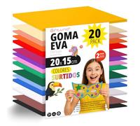 OFITURIA 20 Sheets Foam Rubber Set, Colourful Colours, Format 20 x 15 cm - Ideal for Craft Projects, DIY, School, Art & Decoration (Glitter)