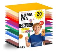 OFITURIA 20 Sheets Foam Rubber Set, Colourful Colours, Format 20 x 30 cm - Ideal for Craft Projects, DIY, School, Art & Decoration (Glitter)