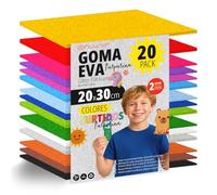 OFITURIA 20 Sheets Foam Rubber Set, Colourful Colours, Format 20 x 30 cm - Ideal for Craft Projects, DIY, School, Art & Decoration (Glitter)